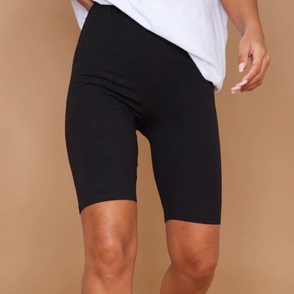 PrettyLittleThing Pants - Pretty little thing Basic Black Cotton Blend Bike Shorts